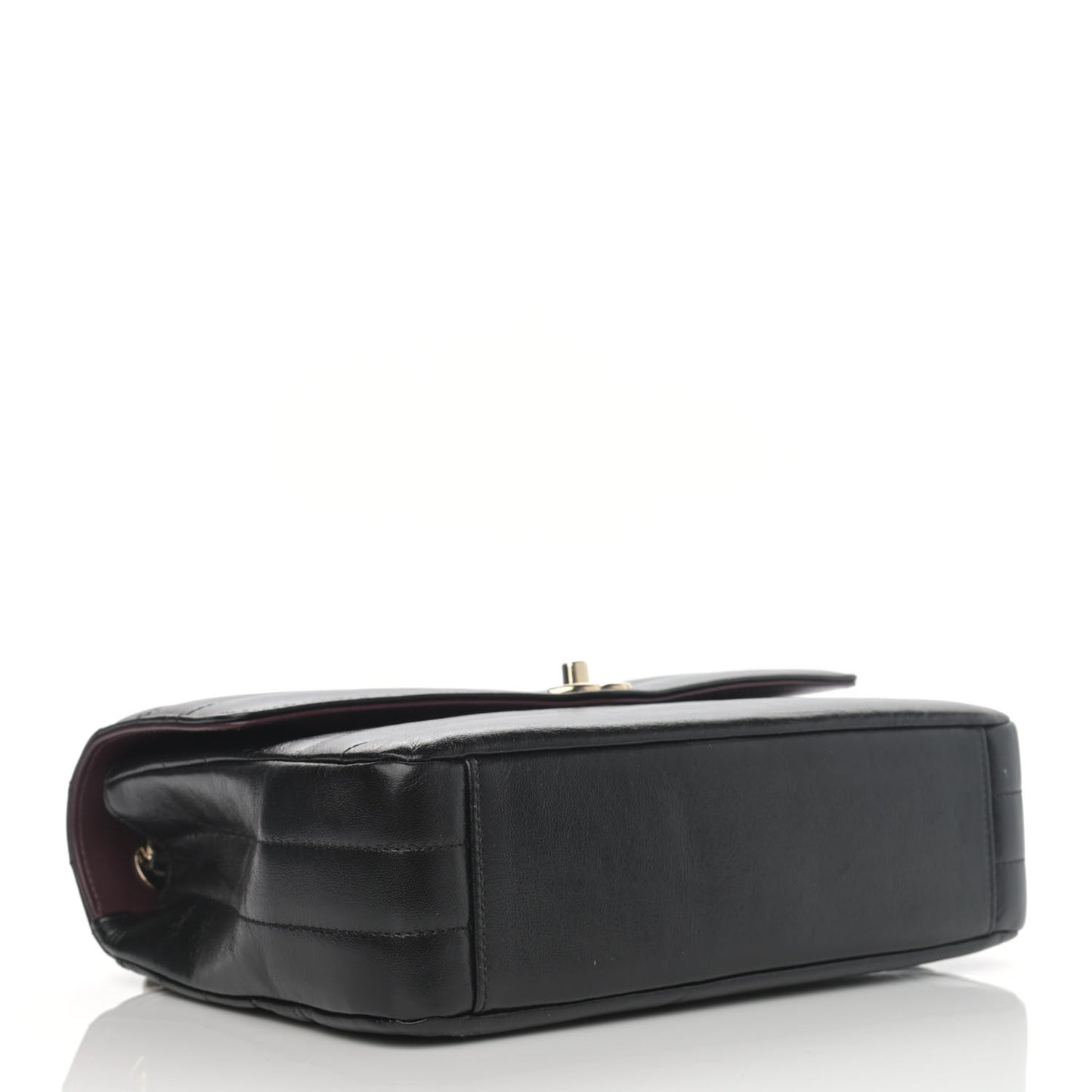Shiny Lambskin Chevron Quilted Miroir Black
