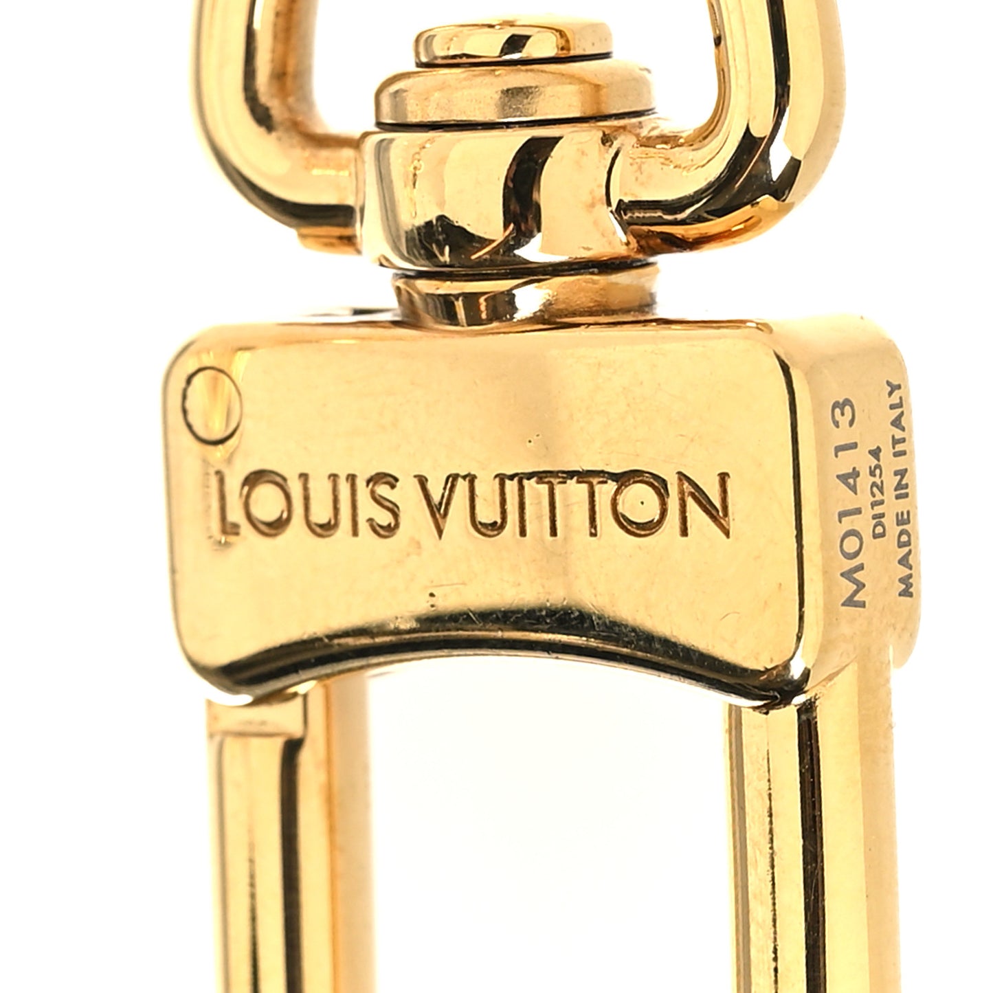 Brass Enamel Fleur De Monogram Bag Charm Chain Gold