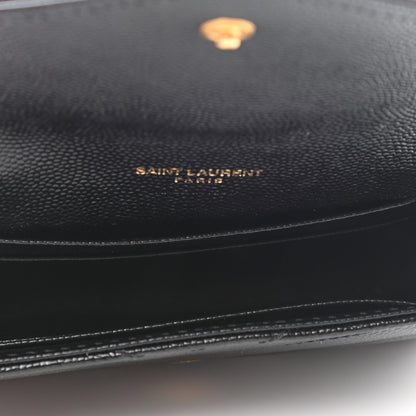 Saint Laurent Grain De Poudre Matelasse Chevron Small Monogram Envelope Wallet Black 5 of 8