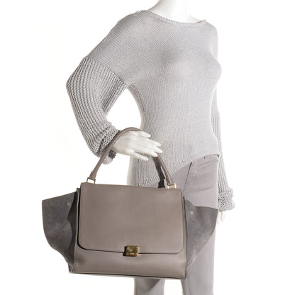 Celine Calfskin Suede Large Trapeze Smoke 2 of 9