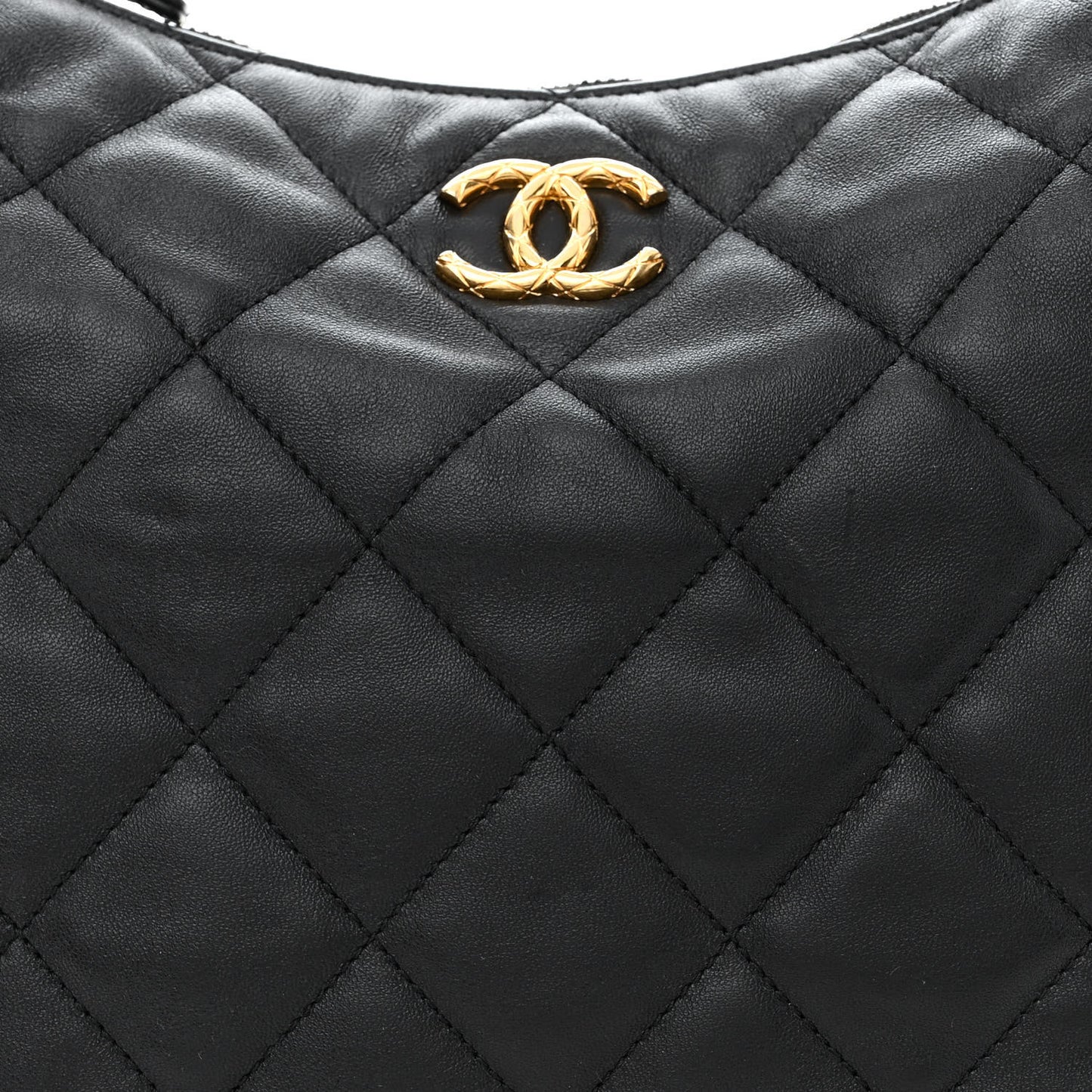Lambskin Quilted Maxi Hobo Black