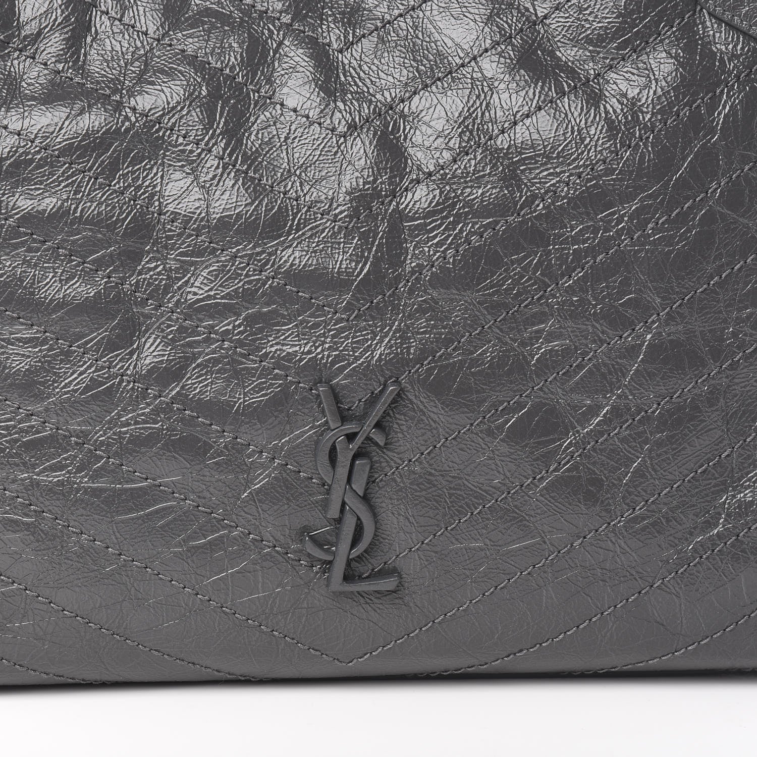 Saint Laurent Crinkled Calfskin Matelasse Monogram Medium Niki Shopper Tote Smog 11 of 11