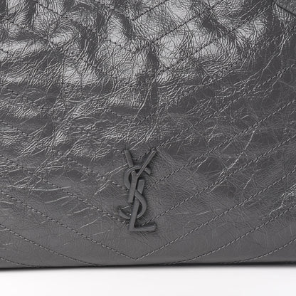 Saint Laurent Crinkled Calfskin Matelasse Monogram Medium Niki Shopper Tote Smog 11 of 11
