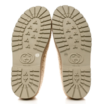 Gucci Shearling Interlocking G Womens Elea Lug Sole Loafers 37.5 Butterscotch Cocoa Beige 5 of 8