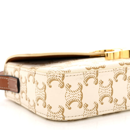 Celine Canvas Calfskin Triomphe Shoulder Bag White 11 of 13