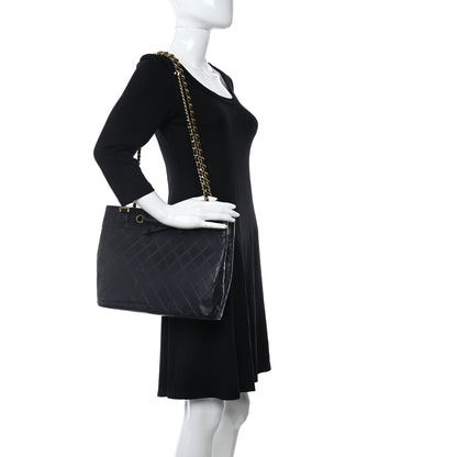 Chanel Calfskin Quilted Drawstring Shopping Tote Blue 2 of 8