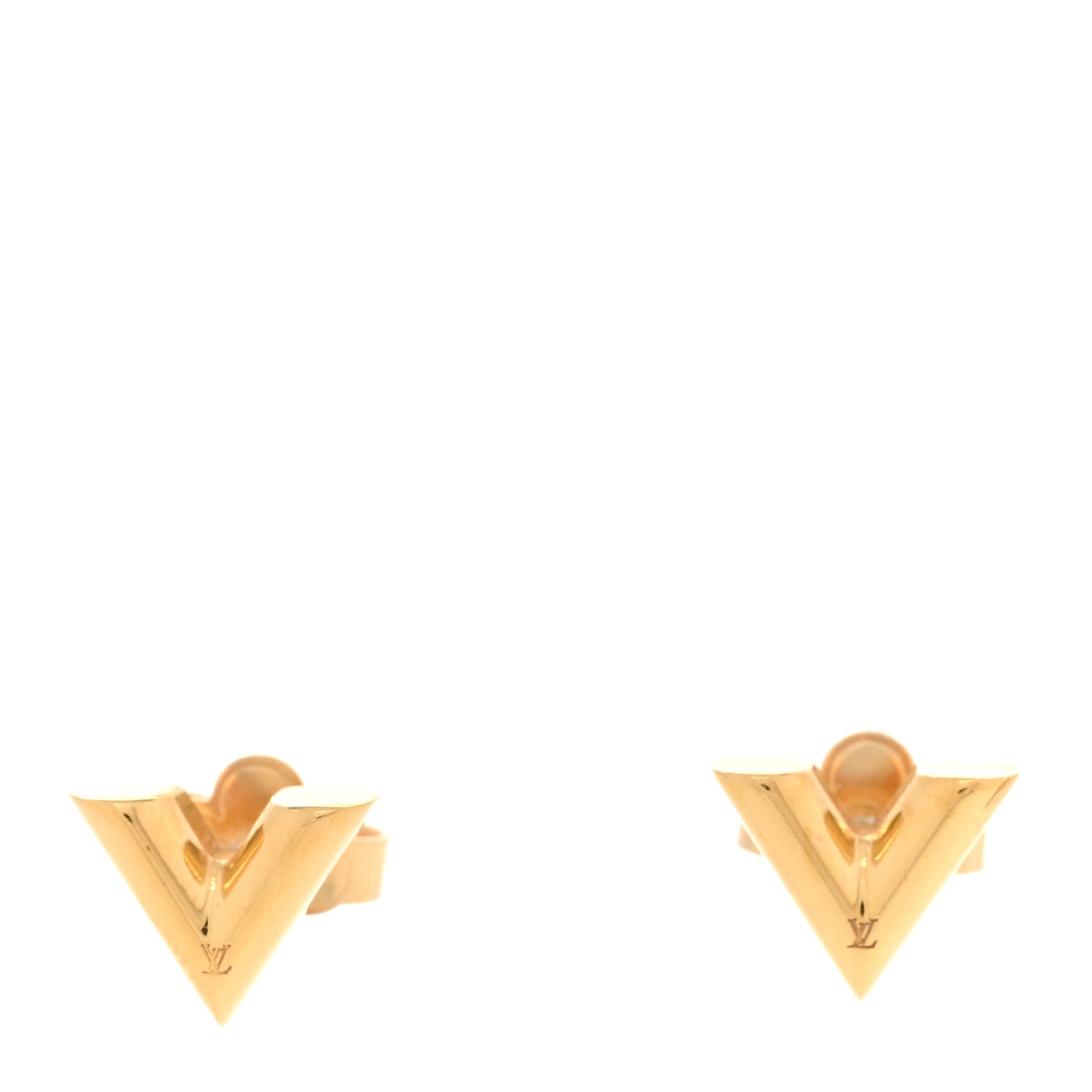 Louis Vuitton Brass Essential V Stud Earrings Gold 1 of 5