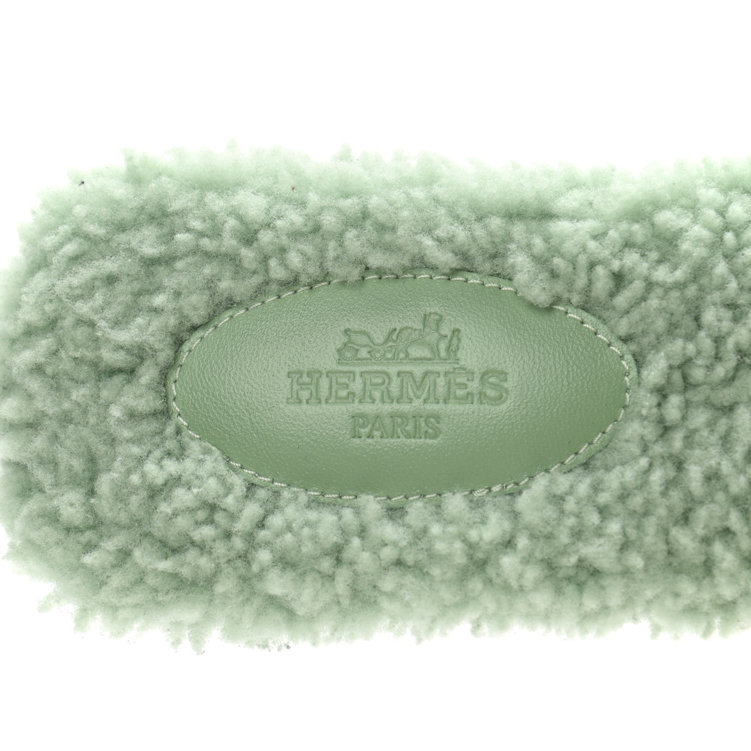 Hermes Woolskin Oran Sandals 37.5 Vert D'Eau 6 of 8