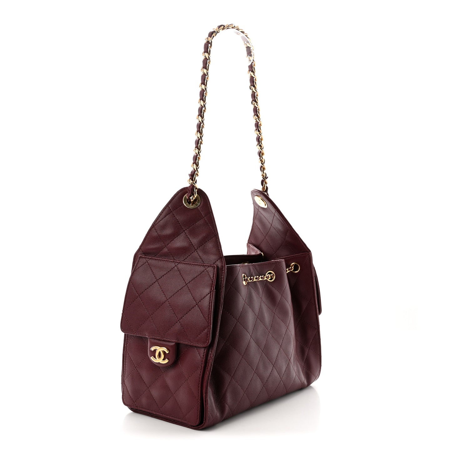 Caviar Quilted Small Chanel 25 Handbag Burgundy