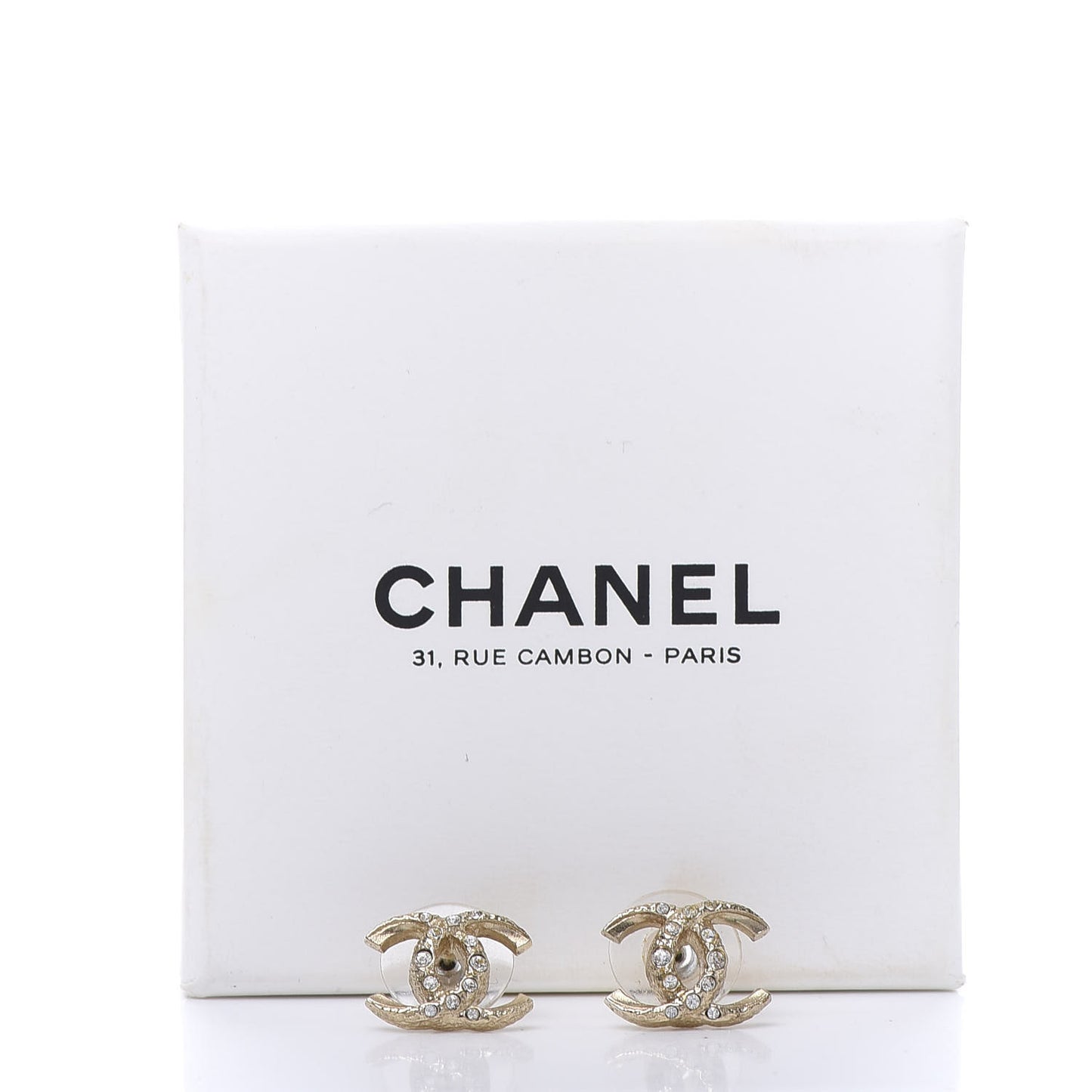 Crystal Textured CC Earrings Gold