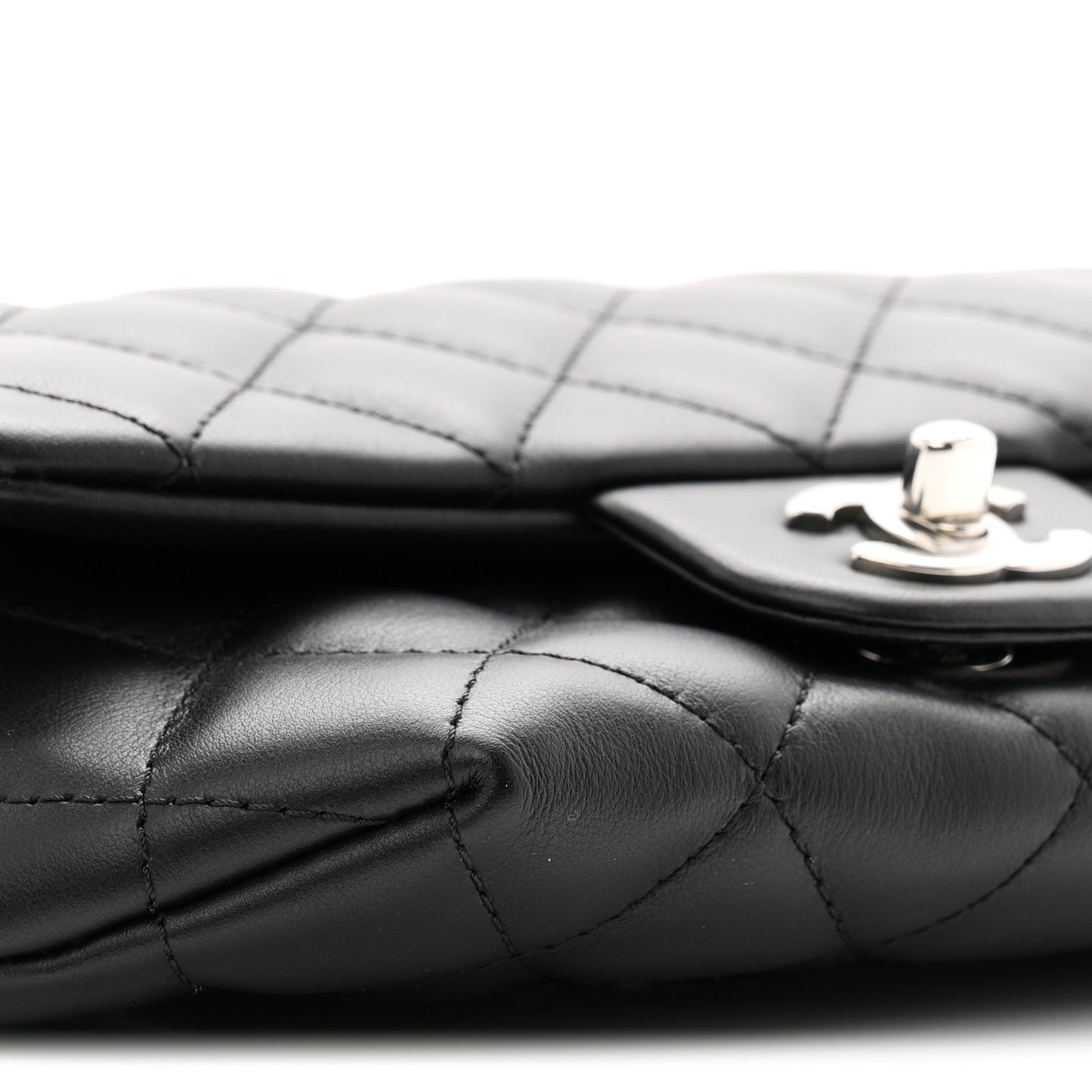 Calfskin Quilted CC Uniform Flap Belt Bag Black