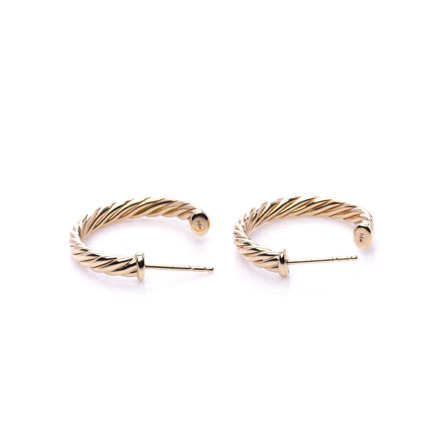 David Yurman 18K Yellow Gold Sculpted Cable Hoop Earrings 3 of 6