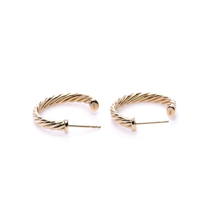 David Yurman 18K Yellow Gold Sculpted Cable Hoop Earrings 3 of 6