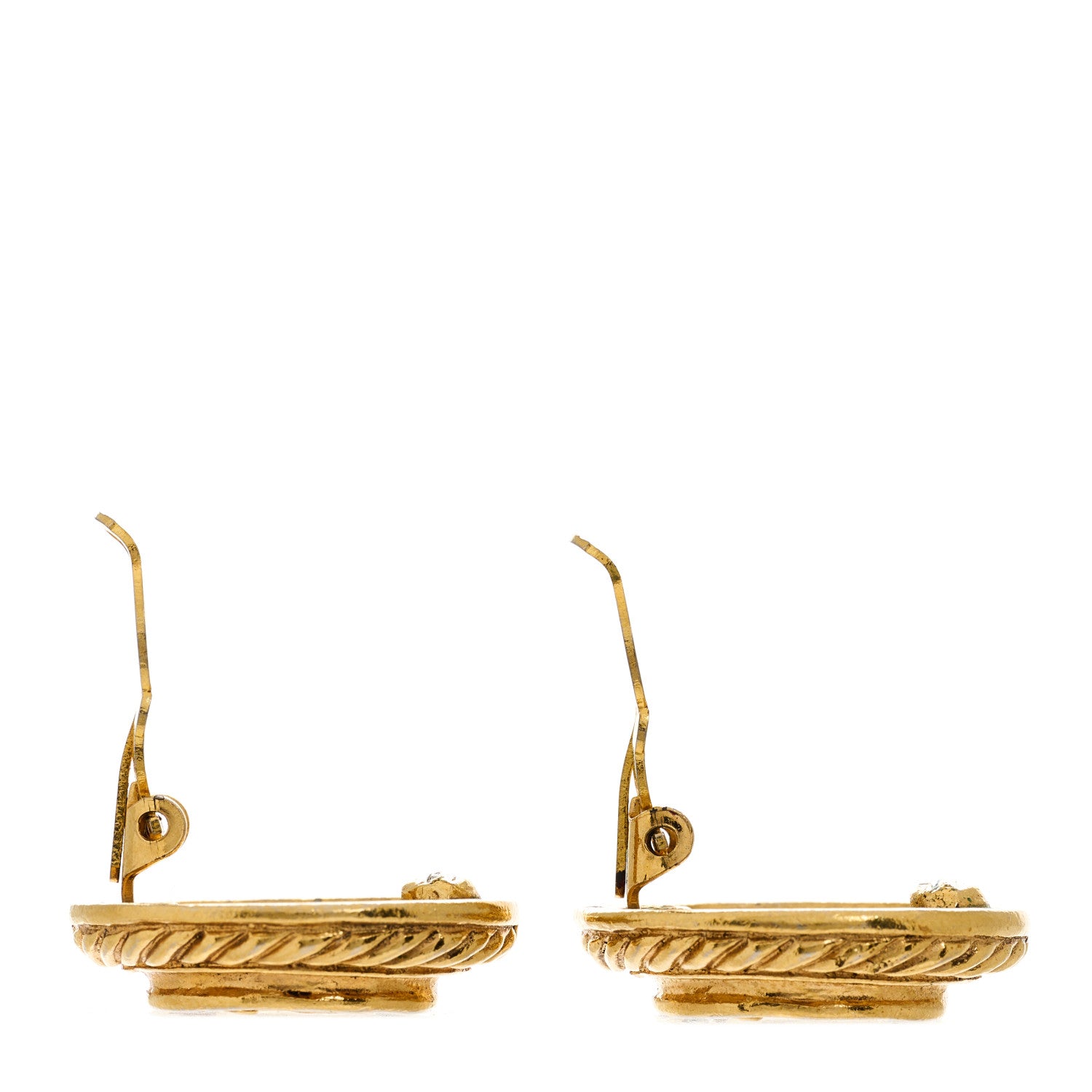 Chanel CC Button Clip On Earrings Gold 3 of 4