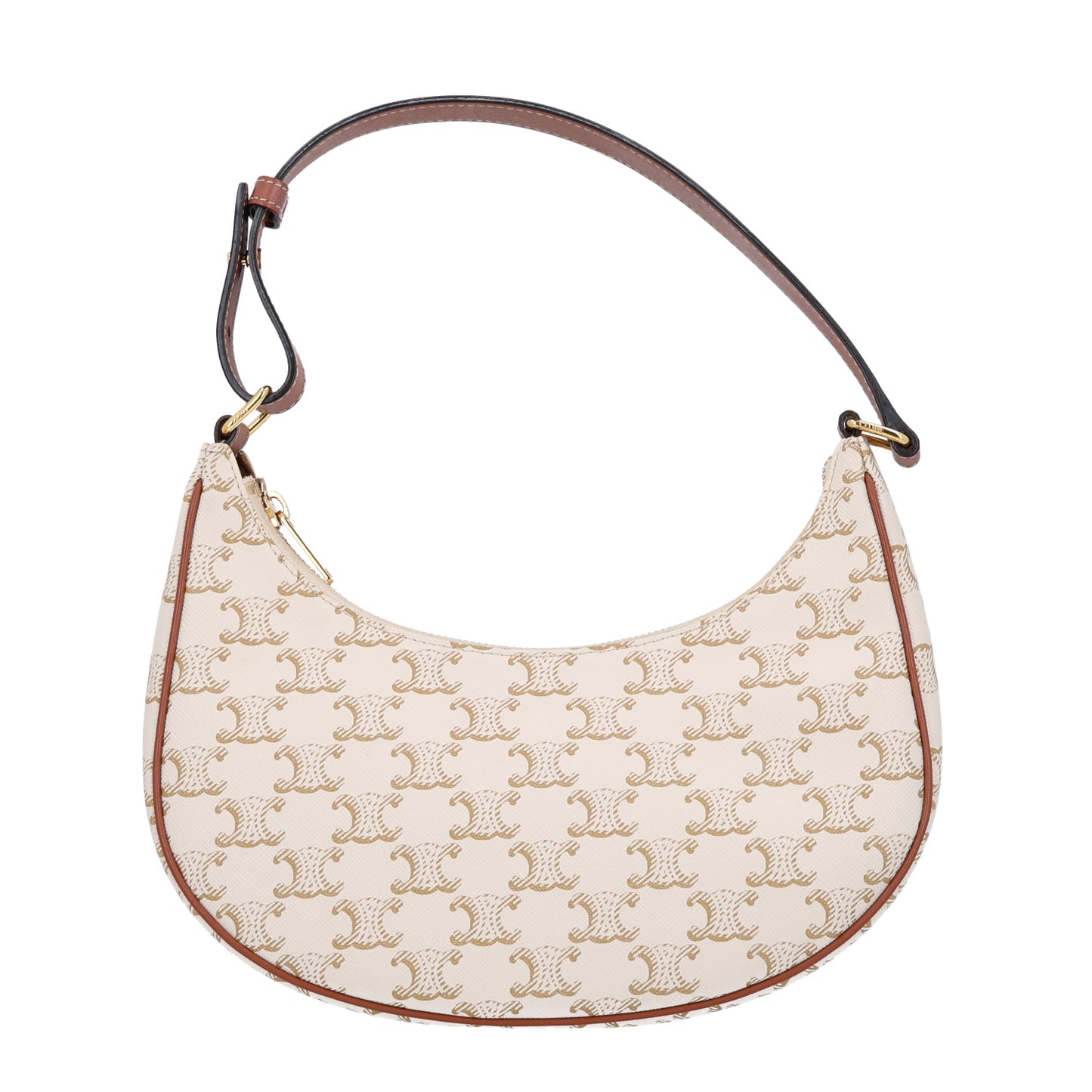 Canvas Calfskin Ava Triomphe Shoulder Bag White