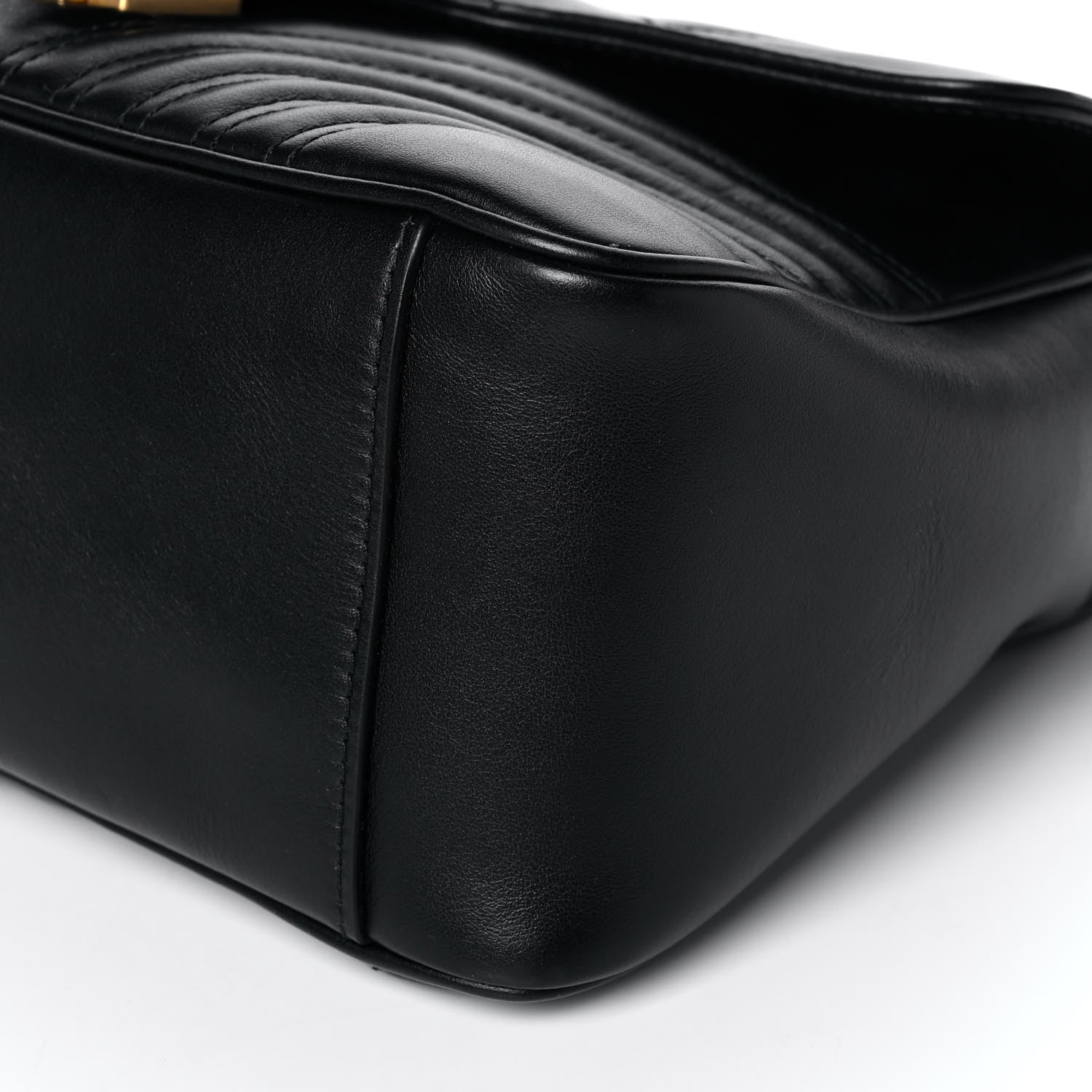 Gucci Calfskin Matelasse Small GG Marmont Top Handle Shoulder Bag Black 11 of 14