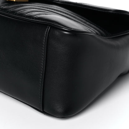 Gucci Calfskin Matelasse Small GG Marmont Top Handle Shoulder Bag Black 11 of 14