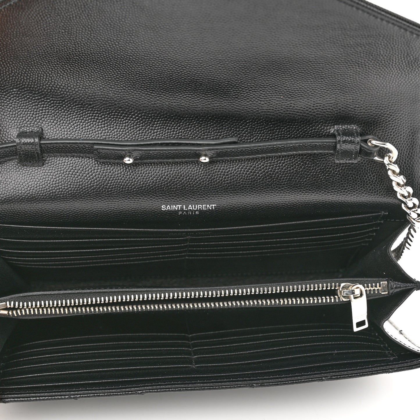 Grain De Poudre Matelasse Chevron Monogram Chain Wallet Black