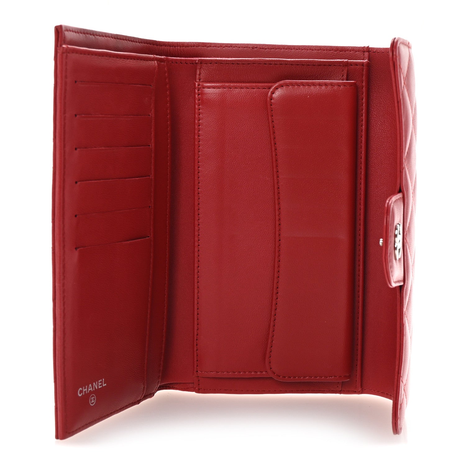 Chanel Lambskin Quilted Large Flap Wallet Red 5 of 8