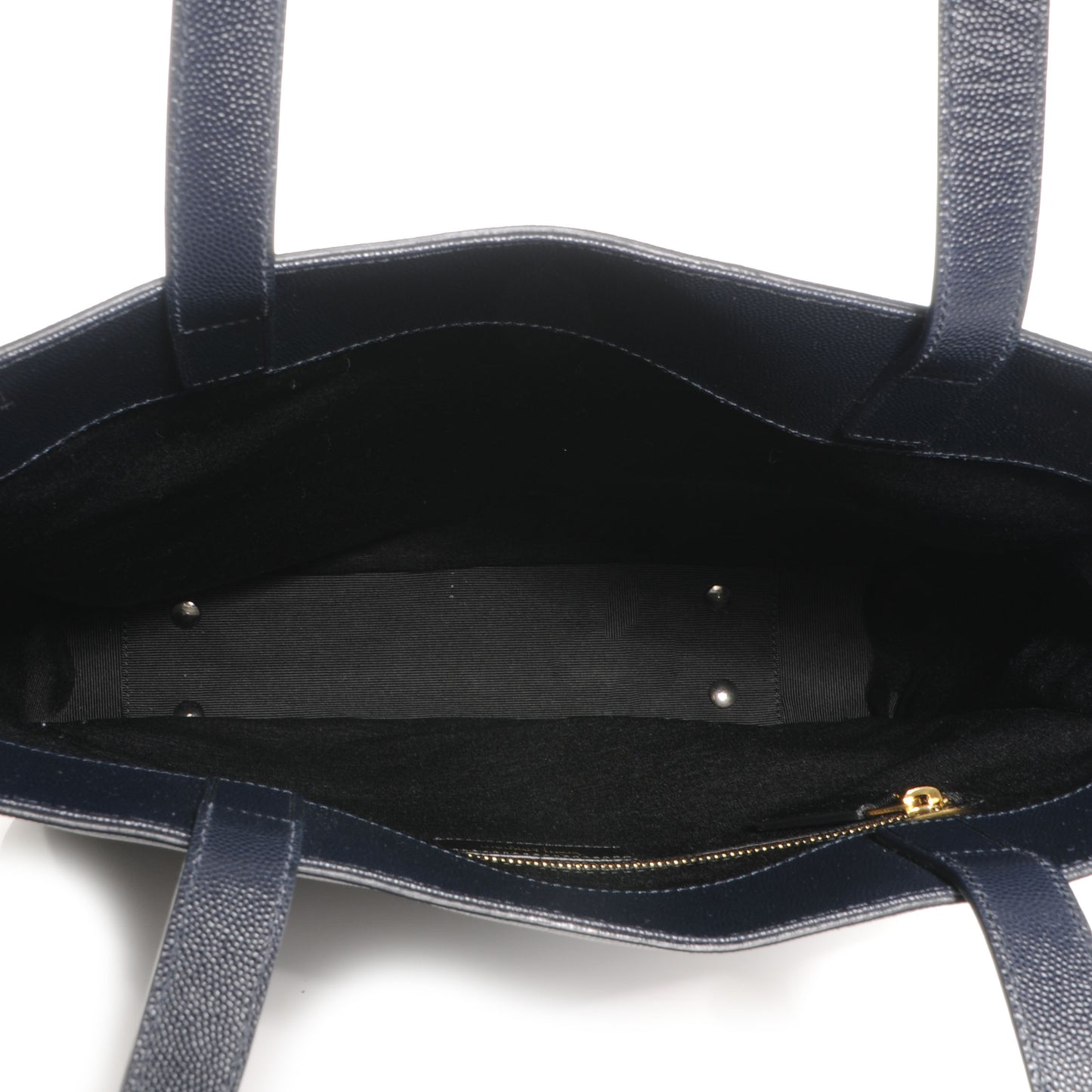 Textured Grain de Poudre Leather North/South Medium Museum Tote Navy Blue