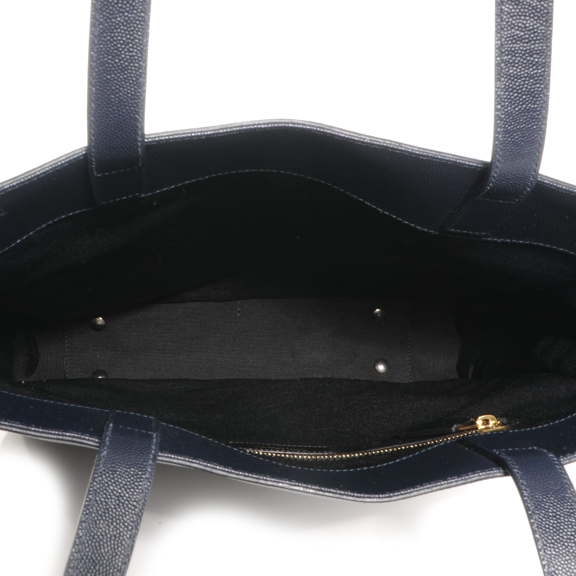 Saint Laurent Textured Grain de Poudre Leather North/South Medium Museum Tote Navy Blue 5 of 8