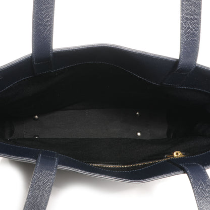 Saint Laurent Textured Grain de Poudre Leather North/South Medium Museum Tote Navy Blue 5 of 8