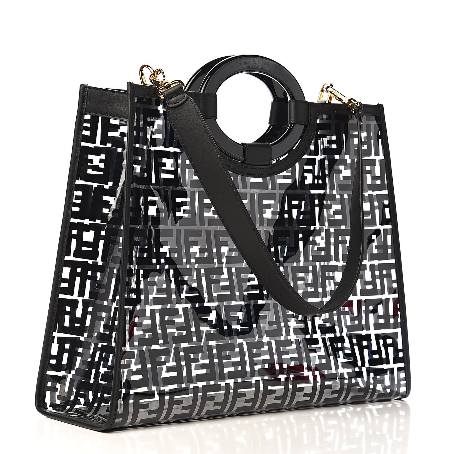 TPU FF Vitello Century Plexiglass Medium Runaway Shopper Tote Black