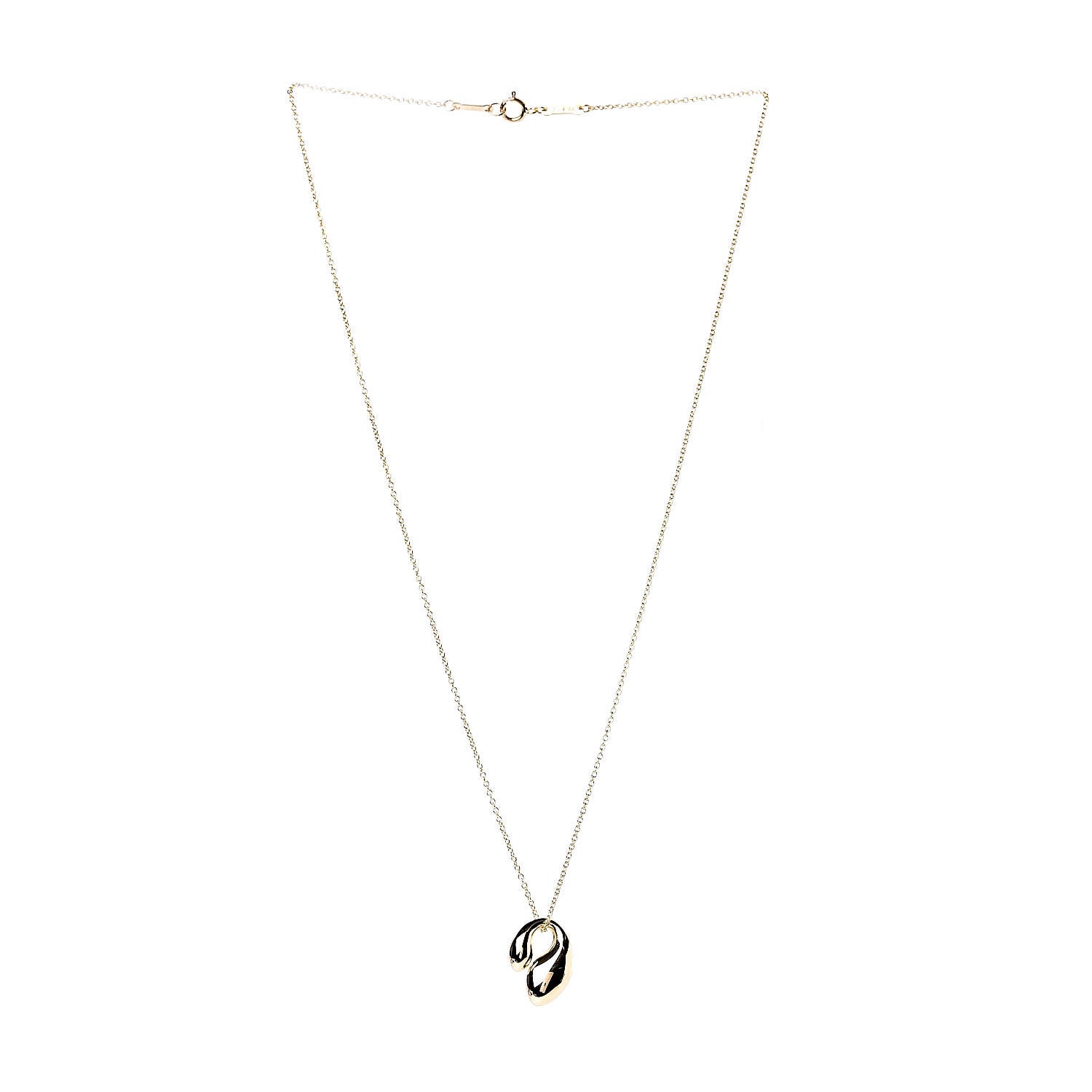 Tiffany 18K Yellow Gold Elsa Peretti Double Teardrop Pendant Necklace 3 of 5