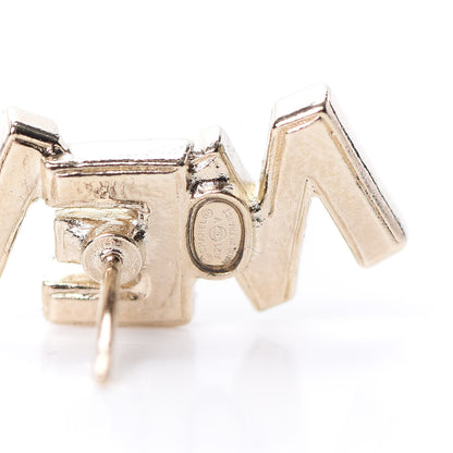 Chanel Crystal Pearl Signature Stud Earrings Gold 4 of 5