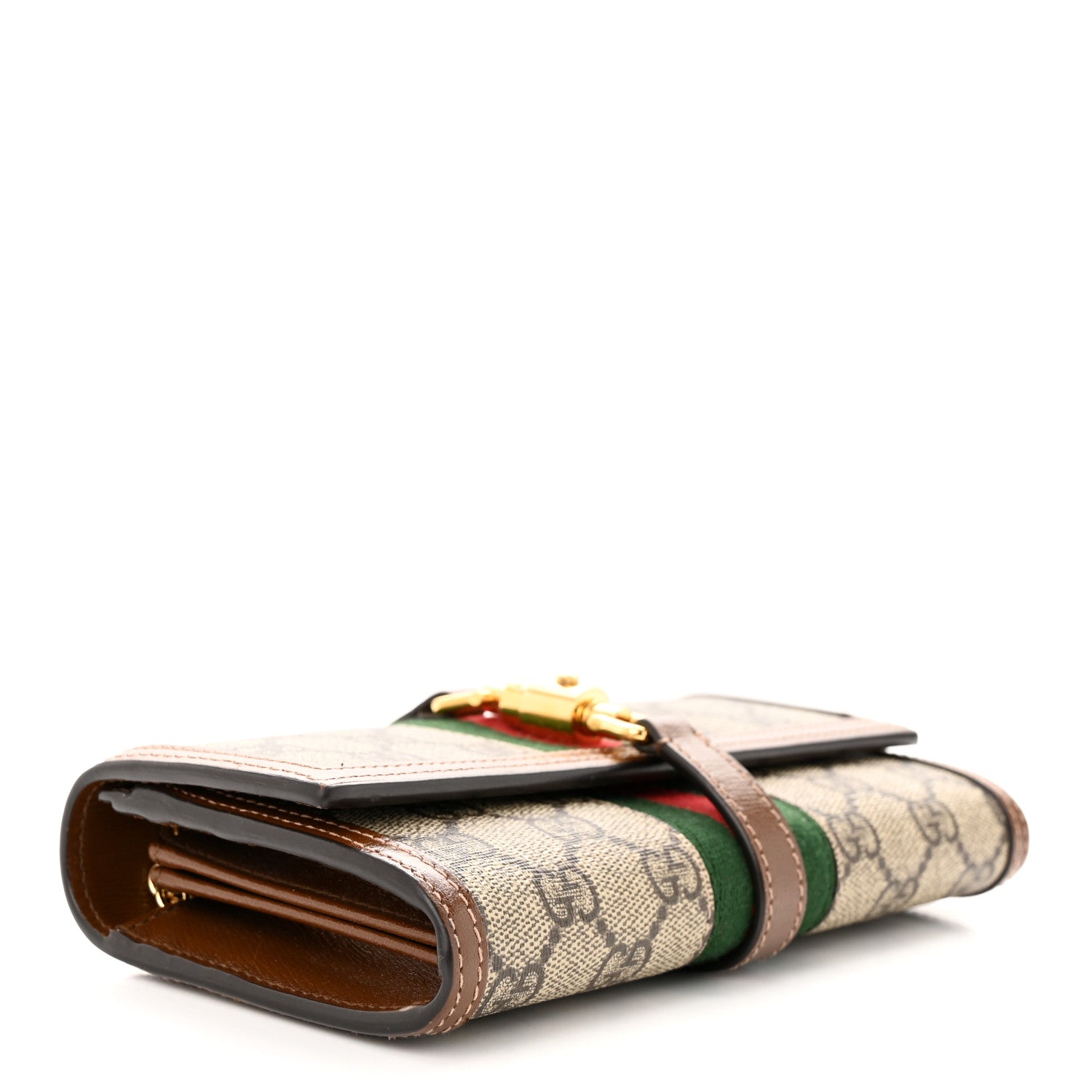 Gucci GG Supreme Monogram Azalea Calfskin Web Jackie 1961 Chain Wallet Beige Ebony Brown Sugar 4 of 13