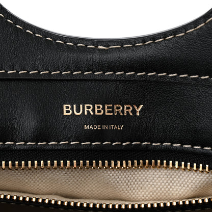 Burberry Smooth Calfskin Canvas Two Tone Mini Pocket Bag Black Tan 6 of 11