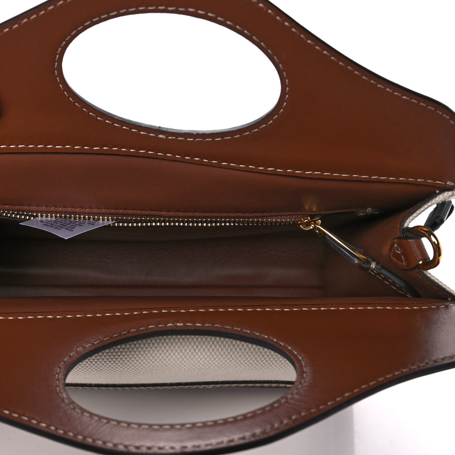 Canvas Smooth Calfskin Two Tone Mini Pocket Bag Natural Malt Brown