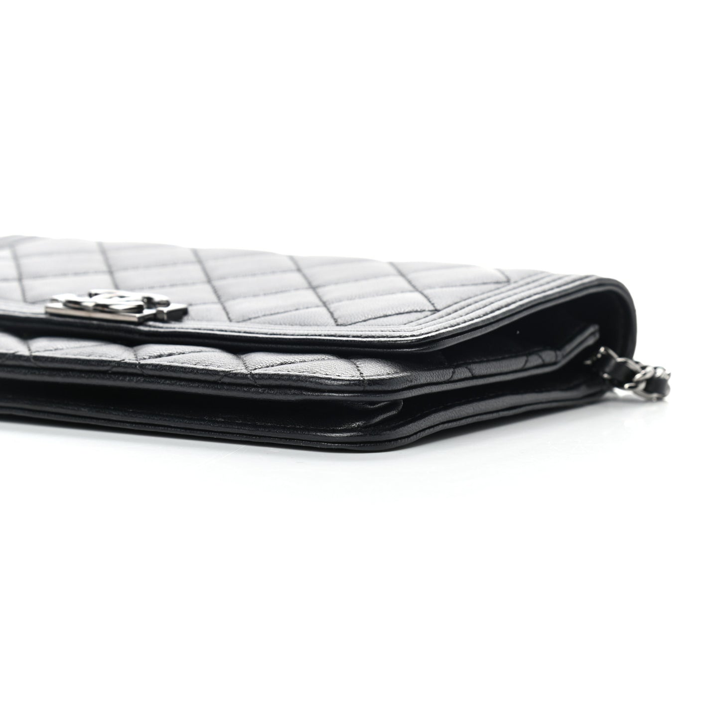 Lambskin Quilted Boy Wallet On Chain WOC Black