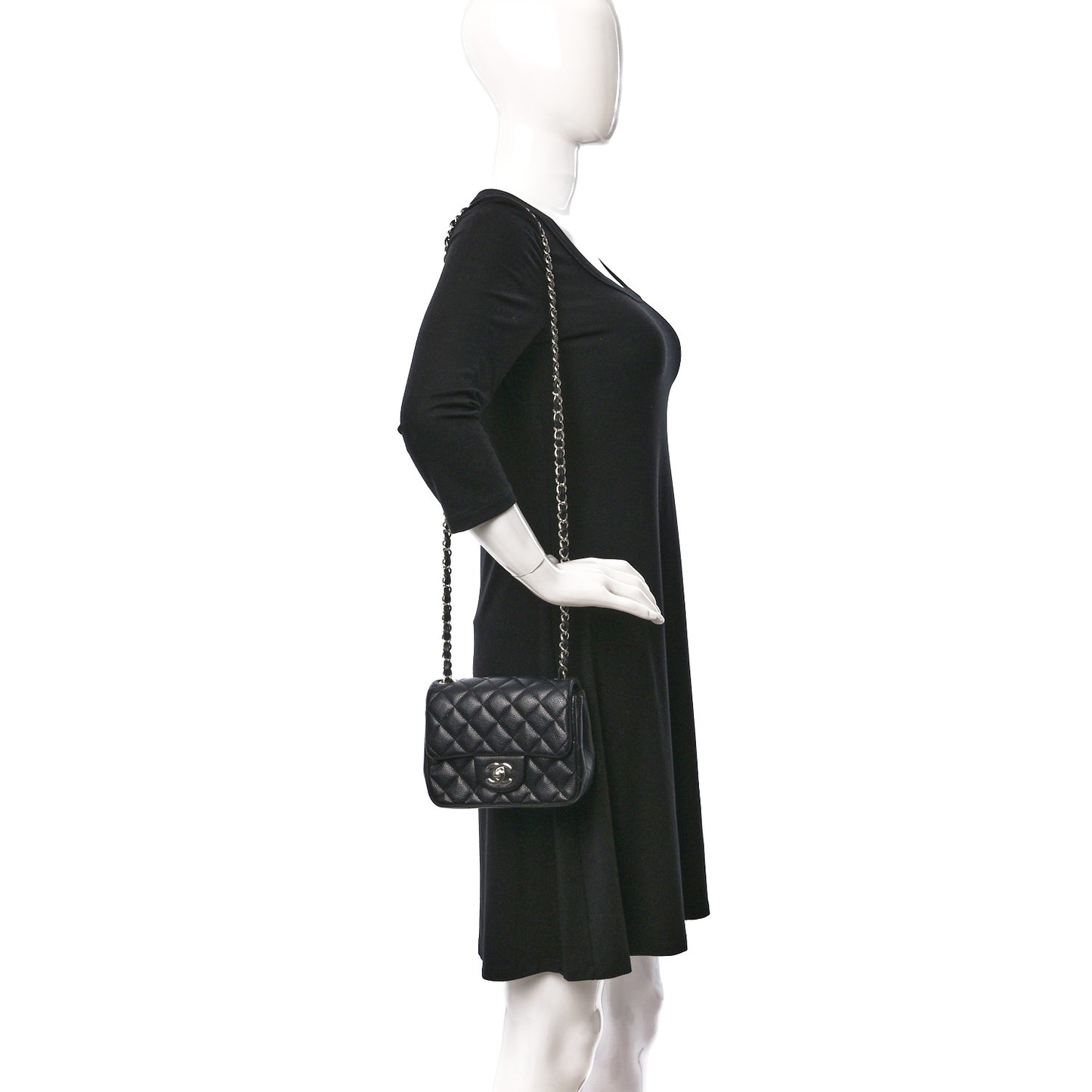 Caviar Quilted Mini Square Flap Black
