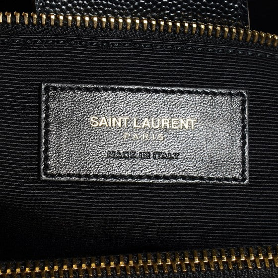 Saint Laurent Grain De Poudre Matelasse Chevron Monogram Shopping Bag Black 12 of 36