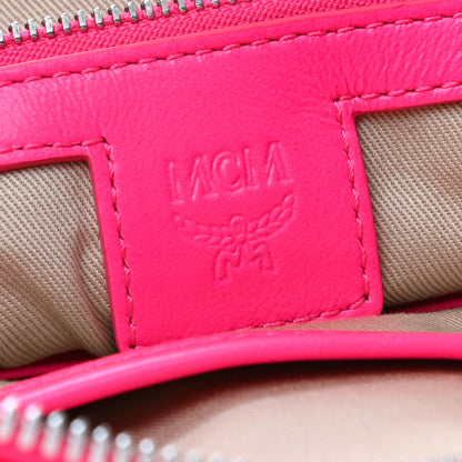 MCM Visetos Wristlet Zip Pouch Neon Pink 6 of 7