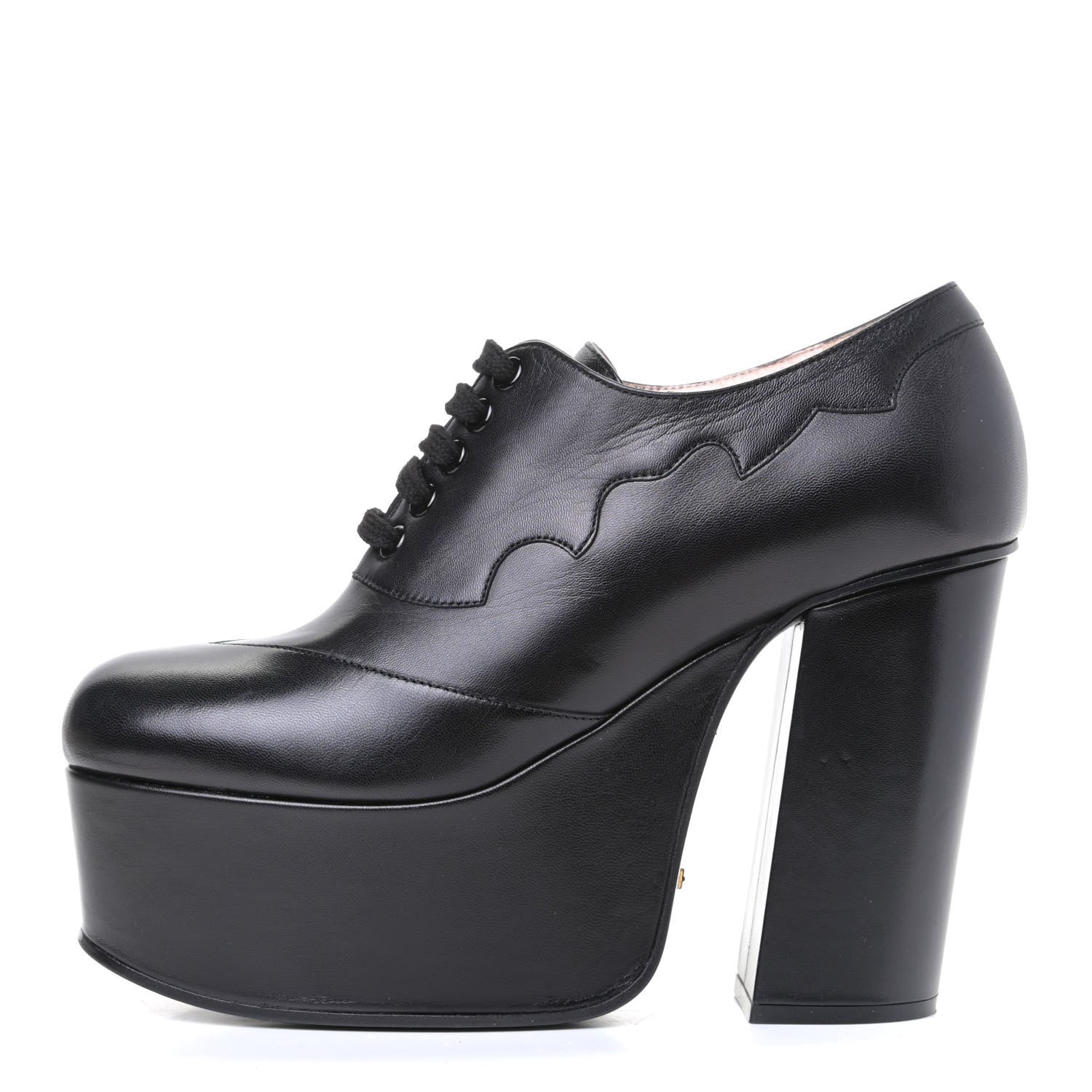 Gucci Malaga Kid Otis Lace Up Platform Pumps 38 Black 1 of 6