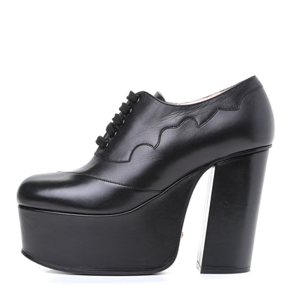 Gucci Malaga Kid Otis Lace Up Platform Pumps 38 Black 1 of 6