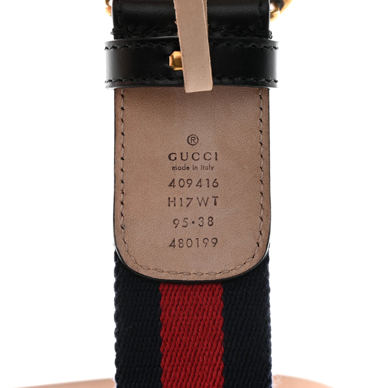 Gucci Nylon Calfskin Double G Web 40mm Belt 95 38 Blue Red Black 5 of 7