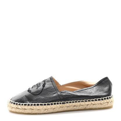 Prada Nappa Embroidered Logo 20mm Espadrilles 39 Black 1 of 9