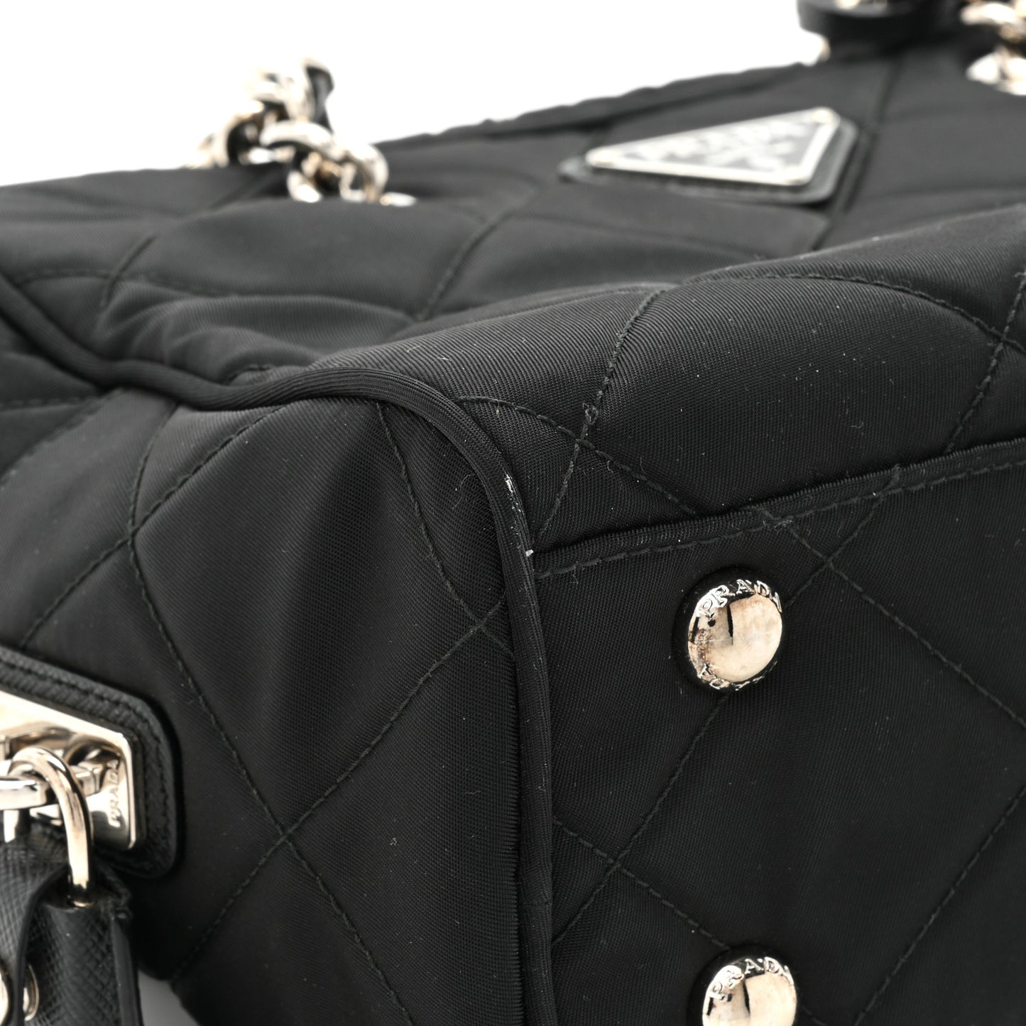 Nylon Tessuto Impuntu Quilted Shoulder Bag Black
