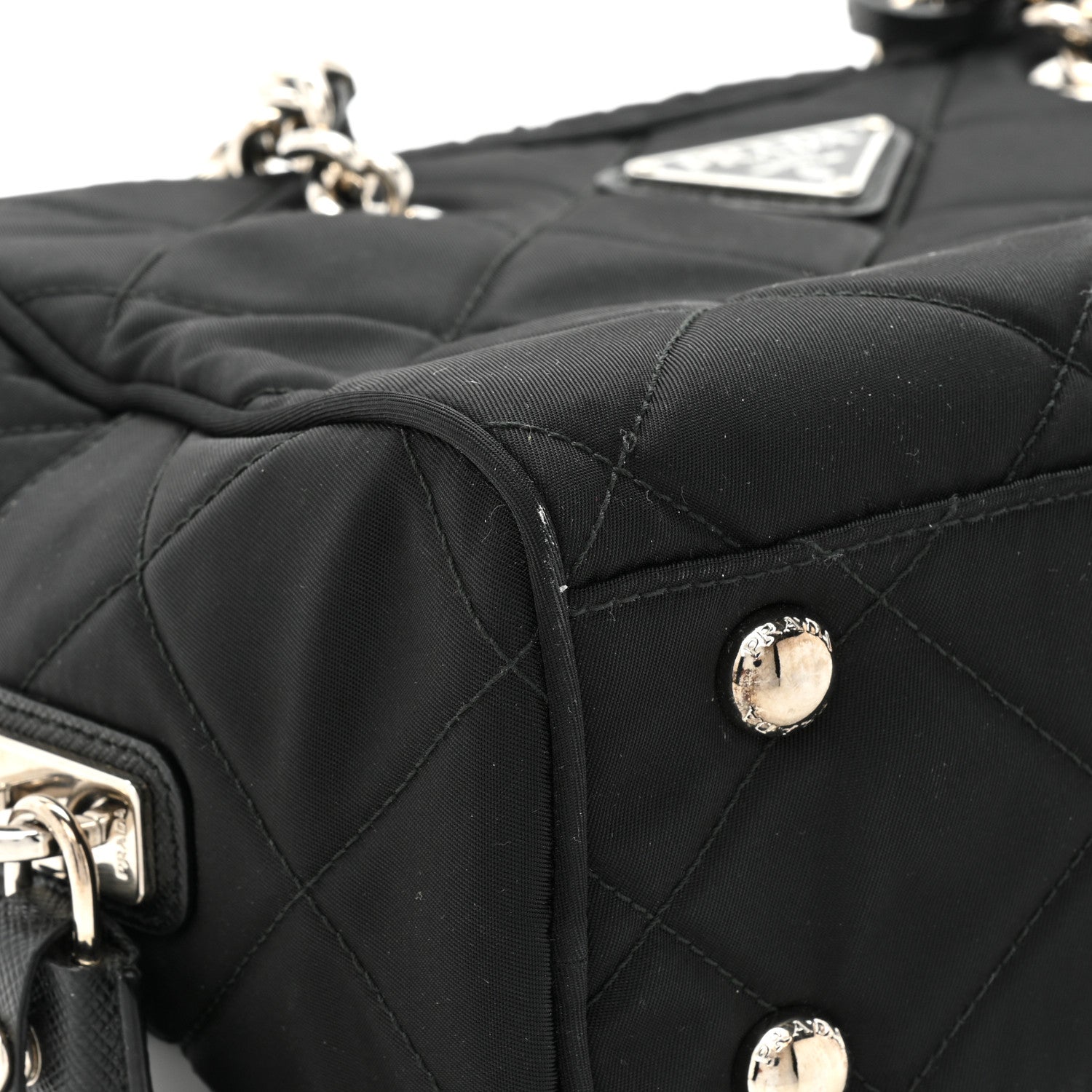 Prada Nylon Tessuto Impuntu Quilted Shoulder Bag Black 9 of 12