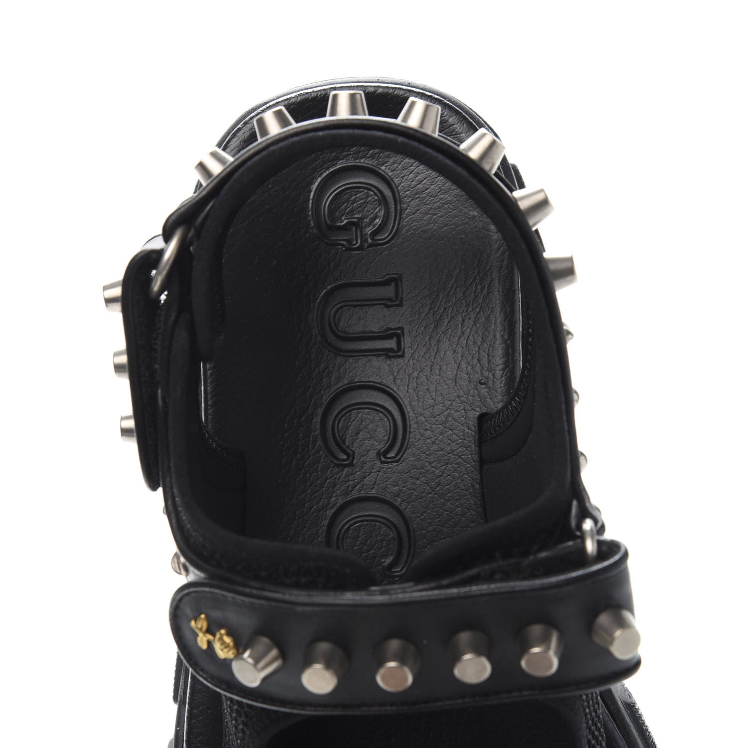 Gucci Nappa Mesh Studded Mens Aguru Sandals 9 Black 6 of 8