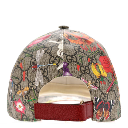 Gucci GG Supreme Flora Claudia Baseball Hat 56 S Red 5 of 10