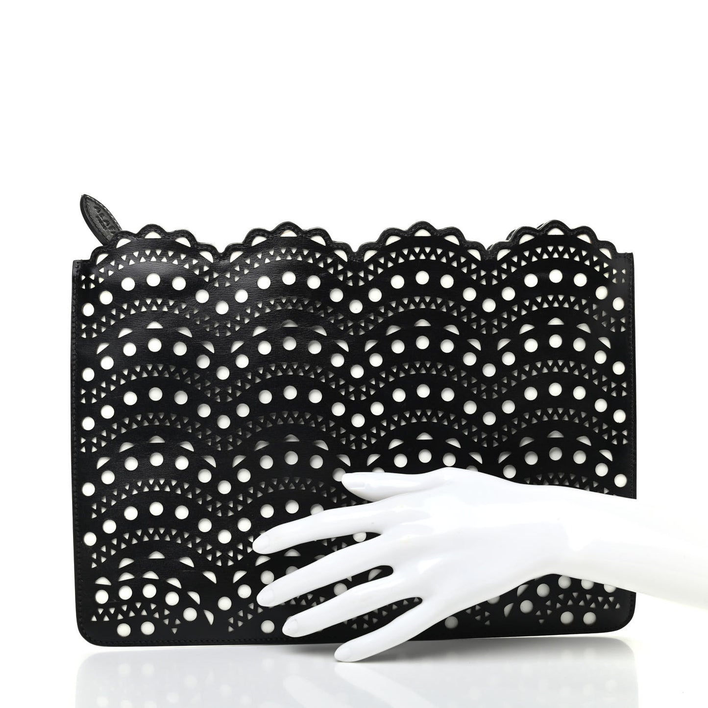 Calfskin Laser Cut Clutch Black
