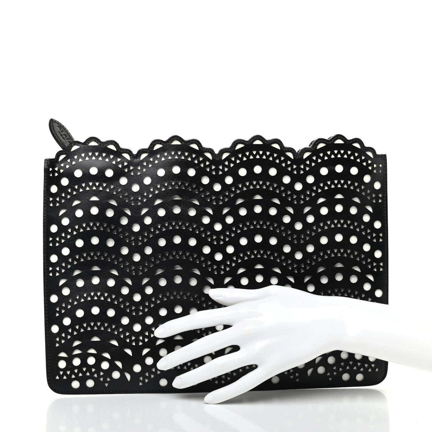Alaia Calfskin Laser Cut Clutch Black 2 of 6