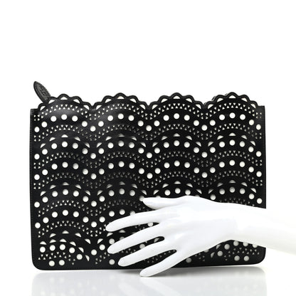 Alaia Calfskin Laser Cut Clutch Black 2 of 6