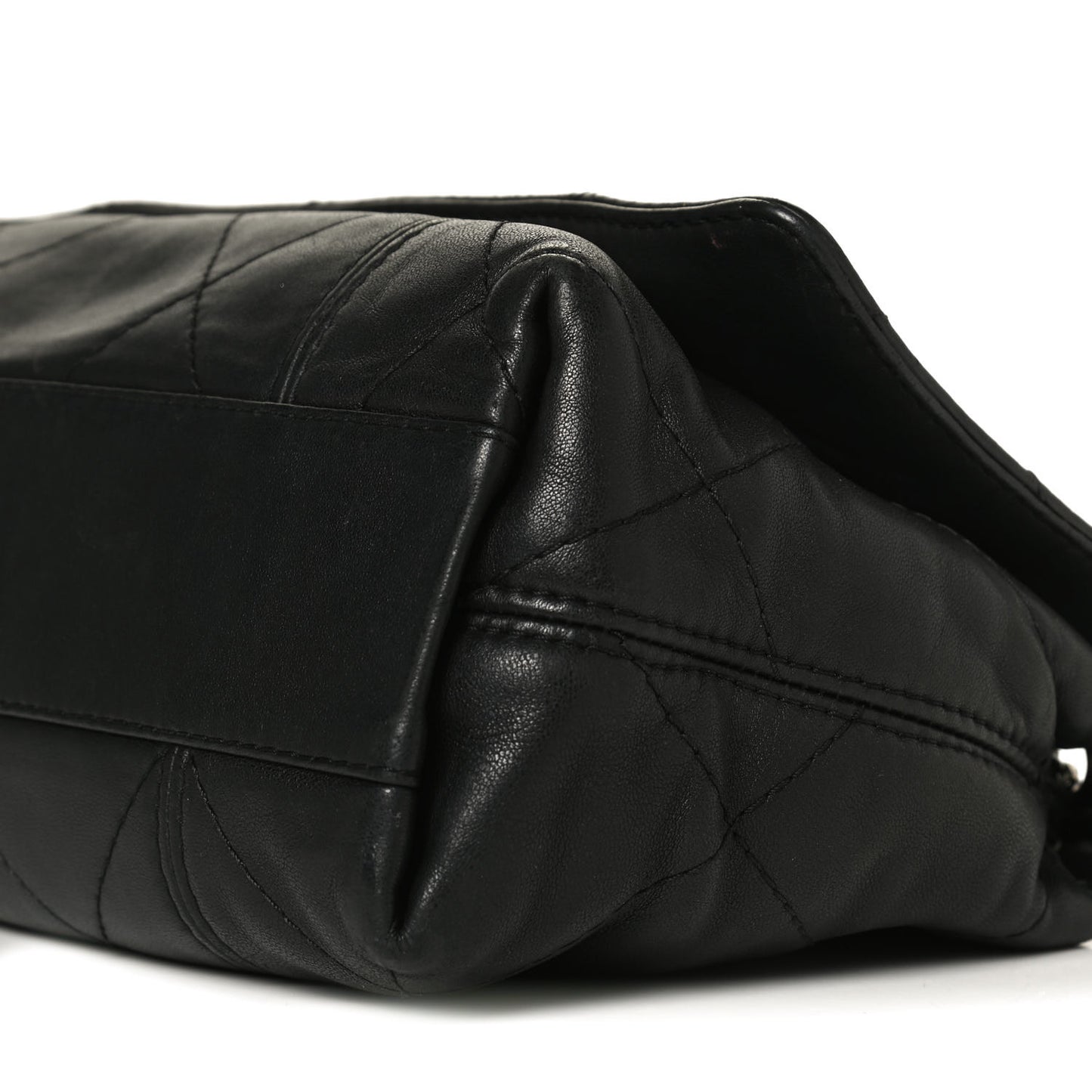 Lambskin Quilted Large Soft Touch Flap Black