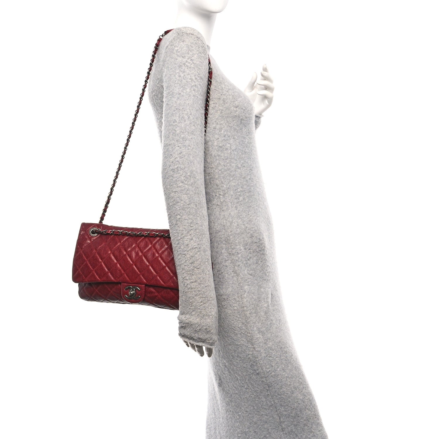 Chanel Iridescent Caviar Quilted Large Chic Flap Red 2 of 12