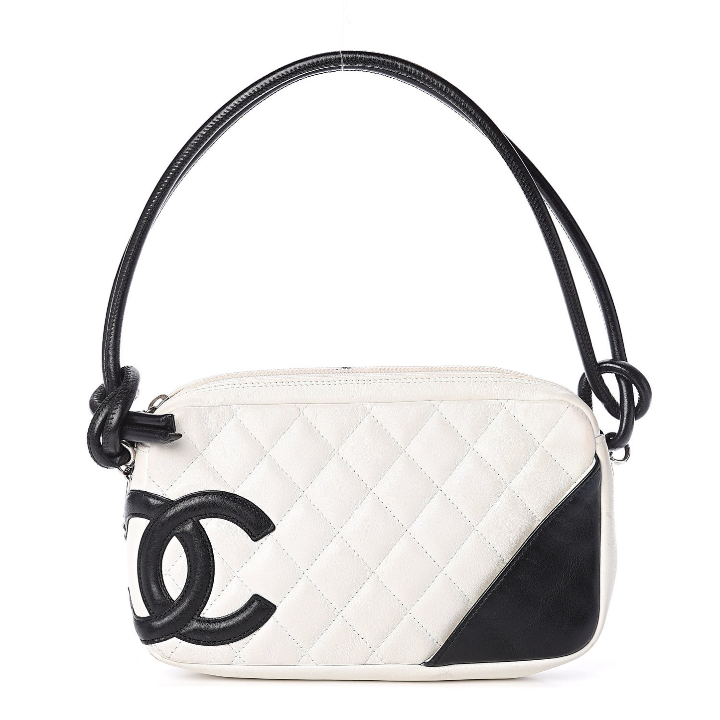 Calfskin Quilted Cambon Pochette White Black